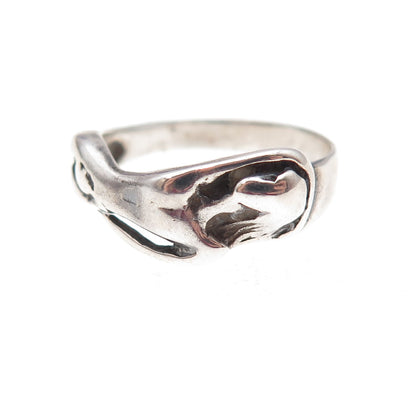 925 Sterling Silver Vintage Erotic Scene Oxidized Ring Size 8