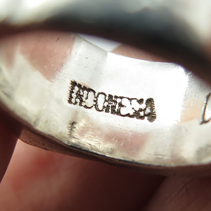 LOIS HILL 925 Sterling Silver Vintage Granulated Scroll Oxidized Ring Size 7.5