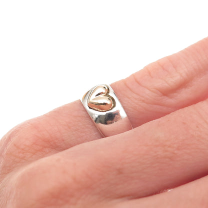 Joseph Esposito Sterling Silver 14K Gold Vintage Heart Adjustable Ring Size 4