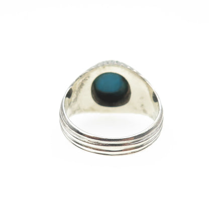 Old Pawn 925 Sterling Silver Vintage Southwestern Turquoise Tribal Ring Size 9