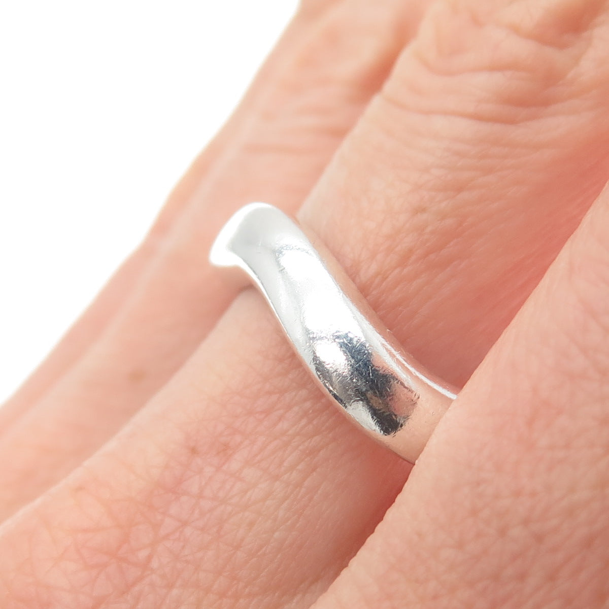 925 Sterling Silver Vintage Modernist Wavy Band Ring Size 10.75