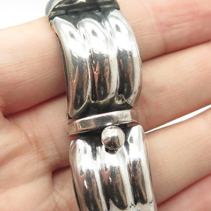 925 Sterling Silver Vintage TILO Mexico Puffy Waves Panel Link Bracelet 6.5"