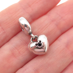 PANDORA & DISNEY 925 Sterling Enamel C Z Mickey Minnie Mouse Heart Dangle Charm