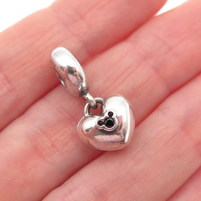 PANDORA & DISNEY 925 Sterling Enamel C Z Mickey Minnie Mouse Heart Dangle Charm