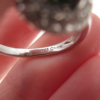 925 Sterling Silver Real Green Tourmaline & White Topaz Ring Size 9