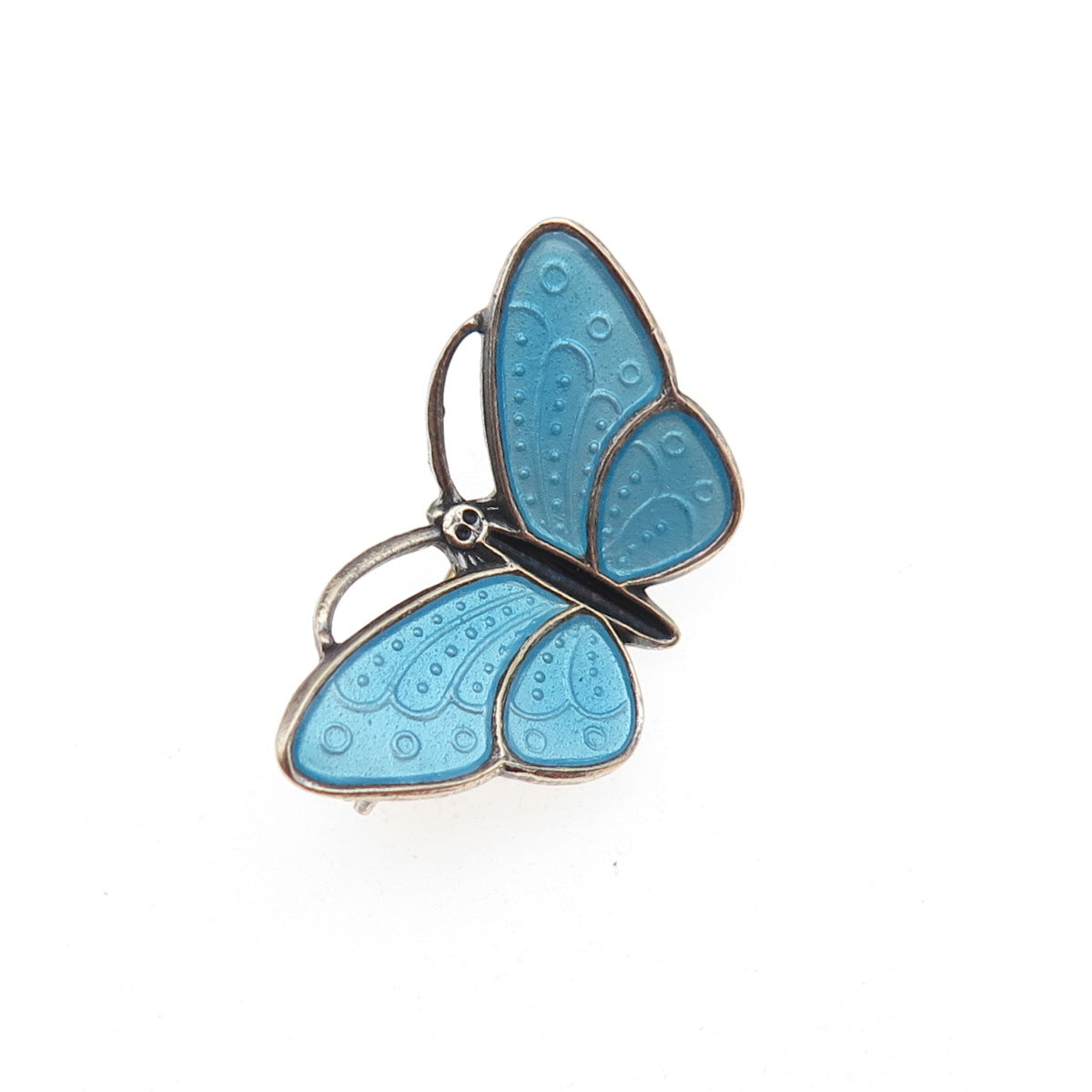 Aksel Holmsen 925S Sterling Silver Vintage Norway Enamel Butterfly Pin Brooch