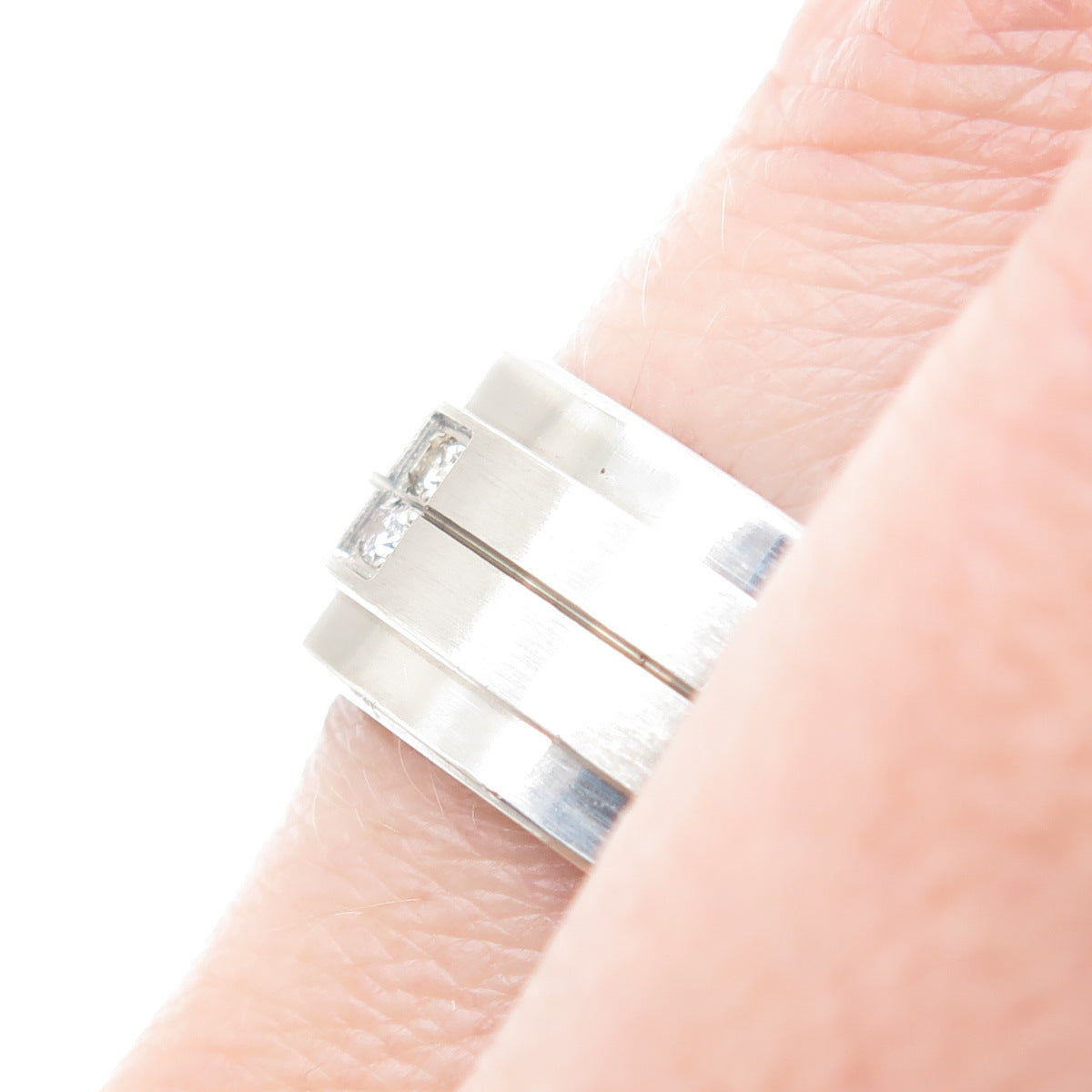 925 Sterling Silver Real Round-Cut Diamond Band Ring Size 10.5