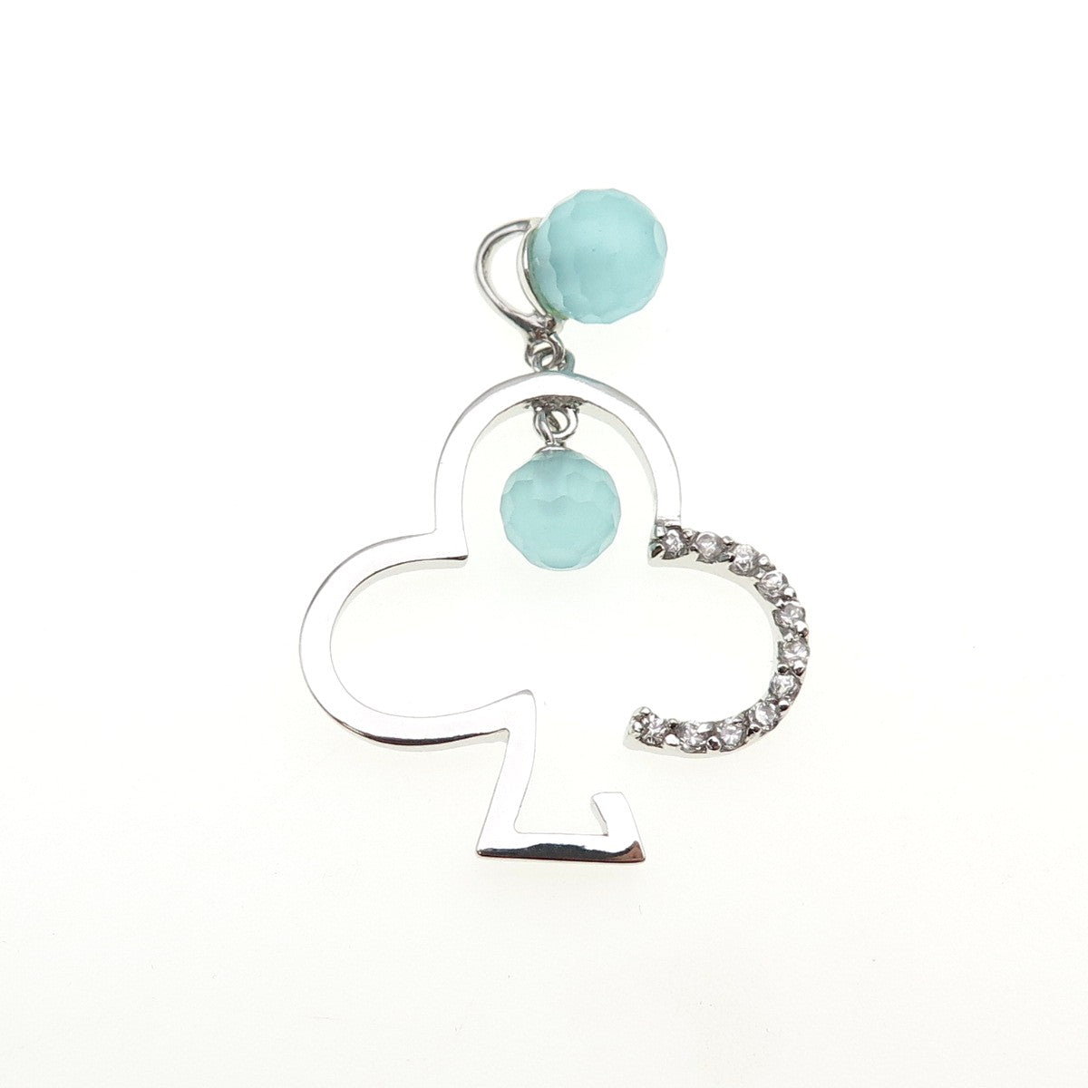 925 Sterling Silver Real Chalcedony & C Z Club Charm Pendant