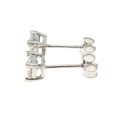 925 Sterling Silver Princess-Cut C Z Stud Earrings