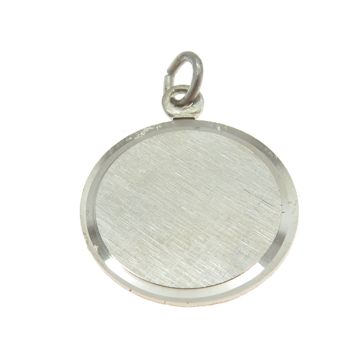 WELLS 925 Sterling Silver Vintage Engravable Round Tag Charm Pendant