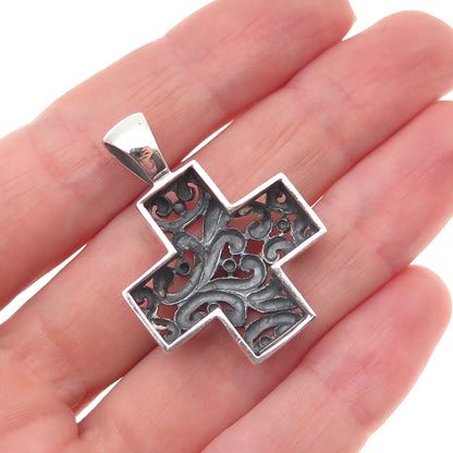 ATI Annika Witt 925 Sterling Silver Vintage Ornate Cross Charm Pendant
