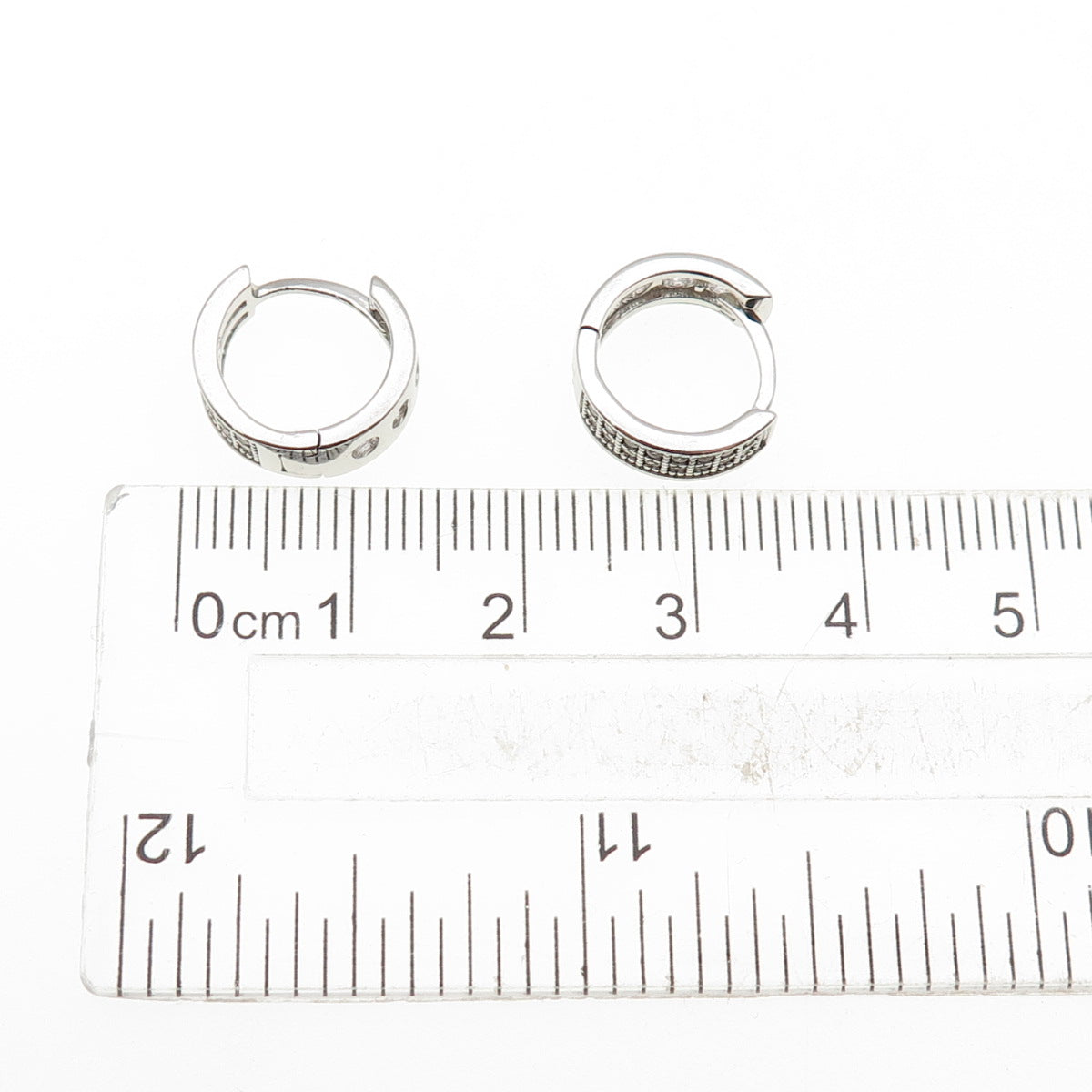 925 Sterling Silver Round-Cut C Z Hoop Earrings