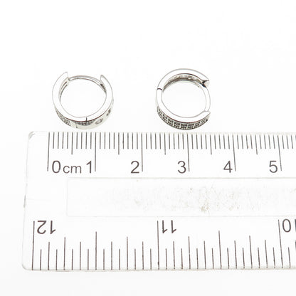 925 Sterling Silver Round-Cut C Z Hoop Earrings