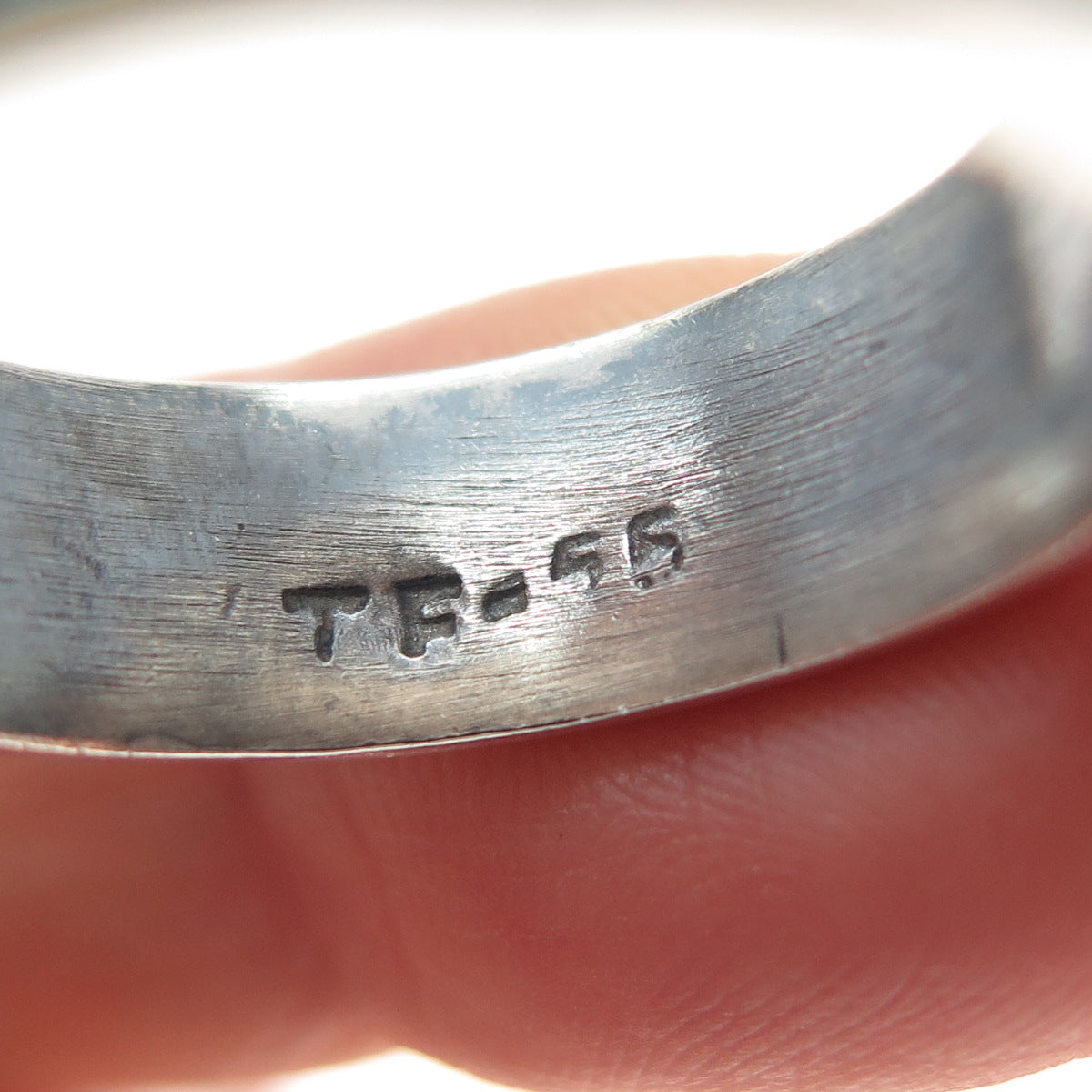 925 Sterling Silver Vintage Mexico Peace Symbol Oxidized Band Ring Size 12.25