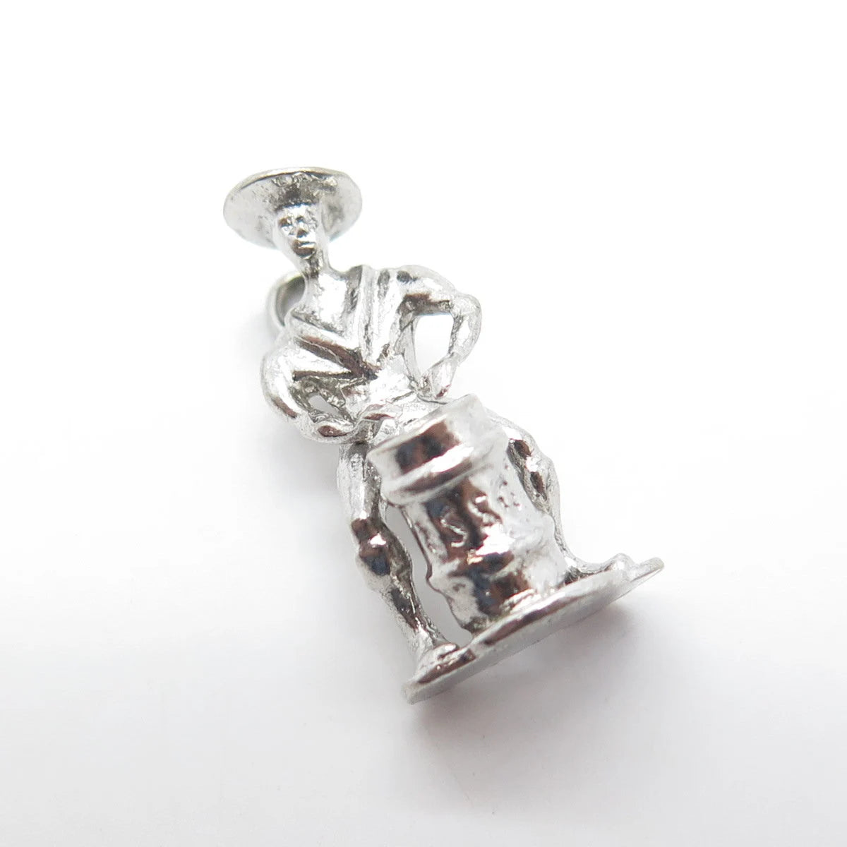 925 Sterling Silver Vintage Musician Drummer Pendant