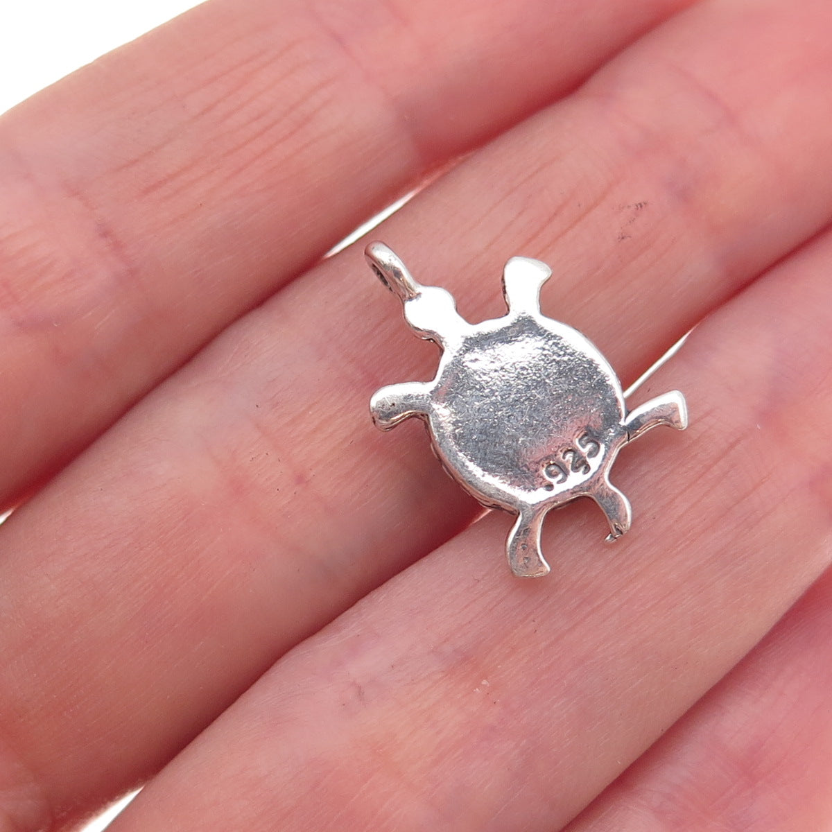 925 Sterling Silver Vintage Real Turquoise Turtle Good Luck Charm Pendant