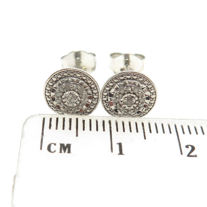 925 Sterling Silver Real Round-Cut Diamond Stud Earrings