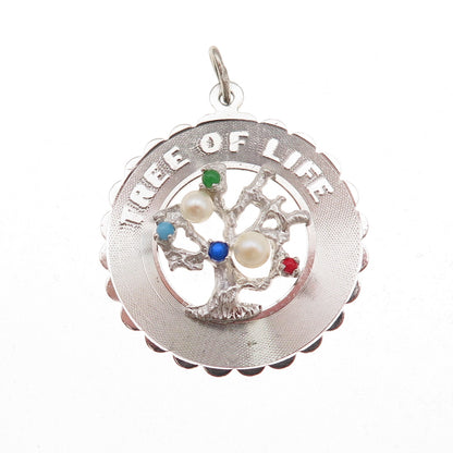 Mark Mercy Sterling Silver Vintage Real Pearl & Rhinestone Tree of Life Pendant