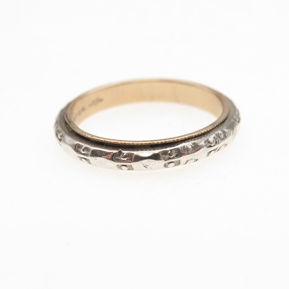 Vargas 925 Sterling Silver 10K Gold Filled Antique Art Deco Band Ring Size 6