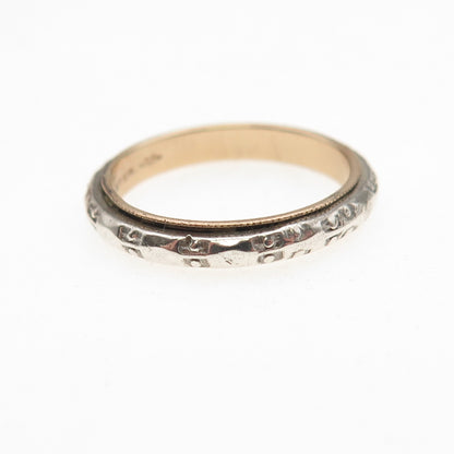 Vargas 925 Sterling Silver 10K Gold Filled Antique Art Deco Band Ring Size 6