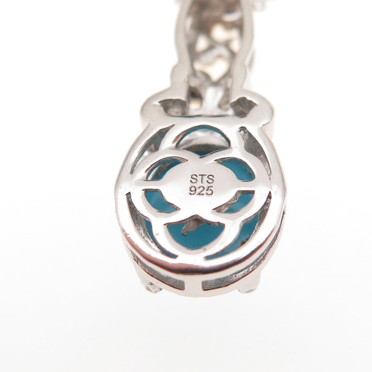 Chuck Clemency 925 Sterling Silver 2-Tone Real Turquoise Butterfly Necklace 20"