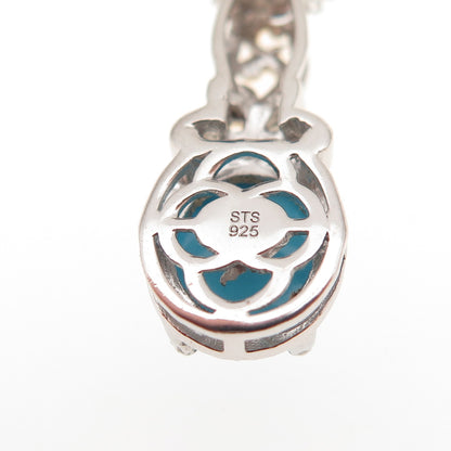 Chuck Clemency 925 Sterling Silver 2-Tone Real Turquoise Butterfly Necklace 20"