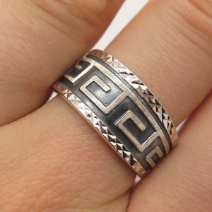 925 Sterling Silver Vintage Mexico Greek Maze Band Ring Size 7.5