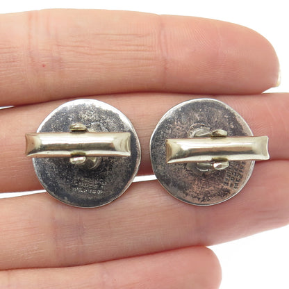 925 Sterling Silver Vintage Mexico Mayan Calendar Oxidized Cufflinks