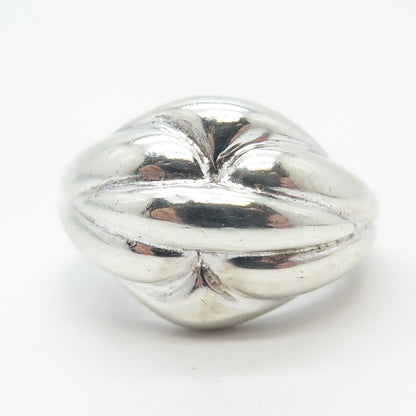 925 Sterling Silver Vintage Wide Ribbed Ring Size 7.75