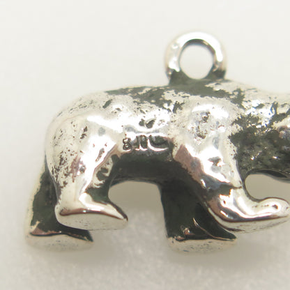 800 Silver Vintage Bear Minimalist 3D Charm Oxidized Pendant