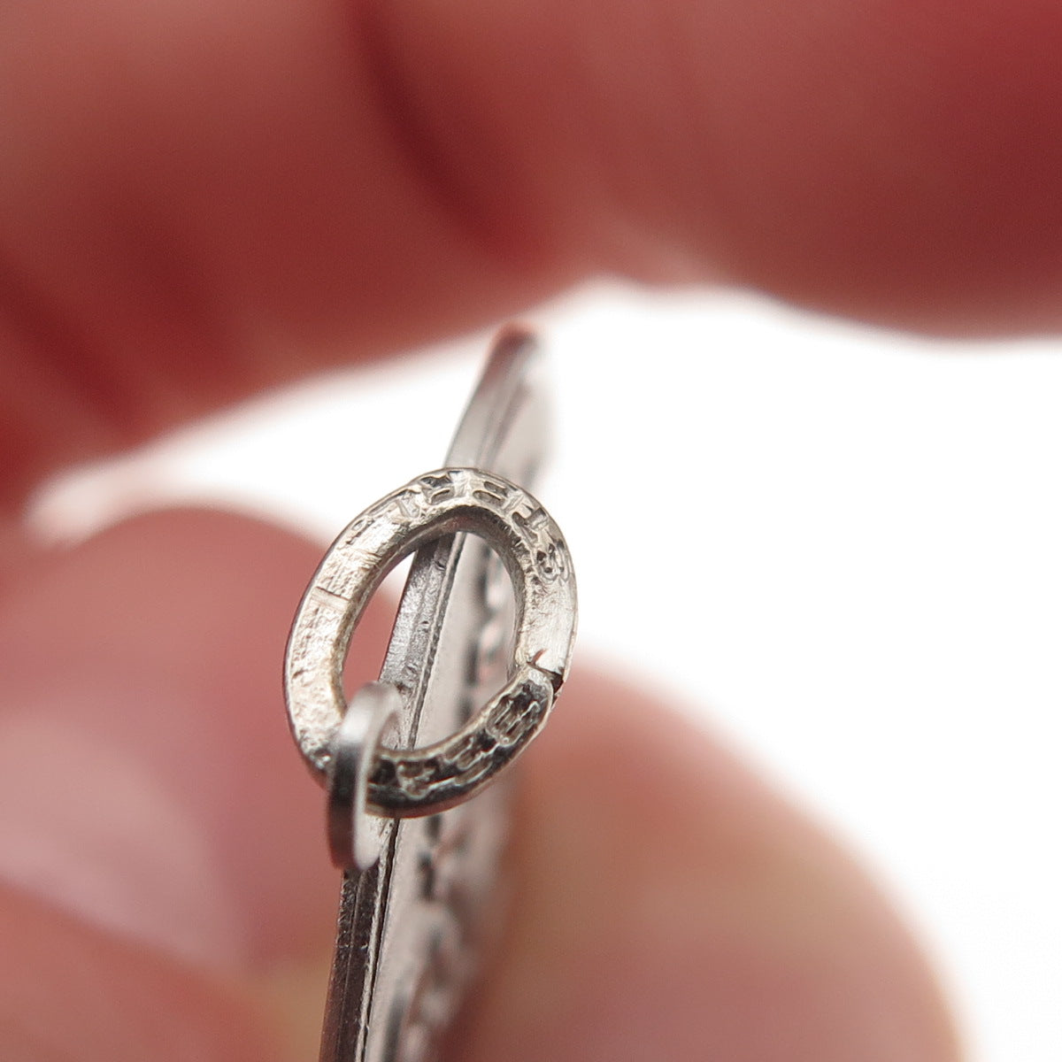 BEAU 925 Sterling Silver Vintage Exciting 19 Round Tag Charm Pendant