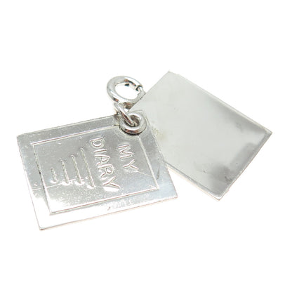 925 Sterling Silver Vintage "My Diary" Charm Pendant