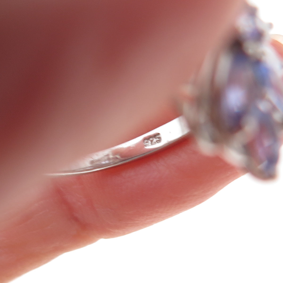 Chuck Clemency 925 Sterling Silver Real Tanzanite Floral Ring Size 8