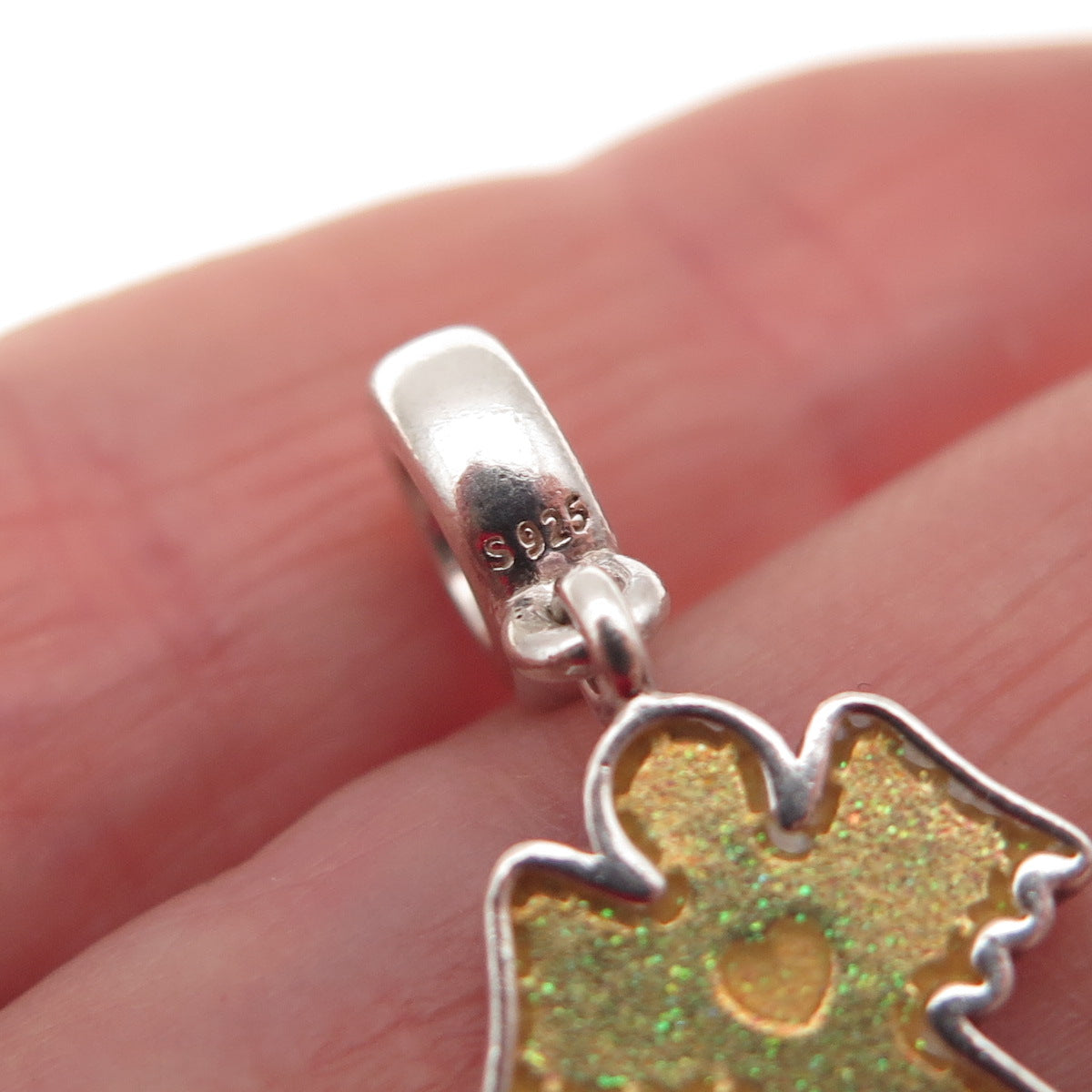 Pandora 925 Sterling Silver Yellow Enamel Sparkly Snow Angel Dangle Charm