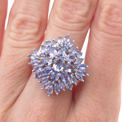 Chuck Clemency 925 Sterling Silver Real Multi-Cut Tanzanite Ring Size 8