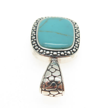 925 Sterling Silver Vintage Real Turquoise Kali Granulated Pendant