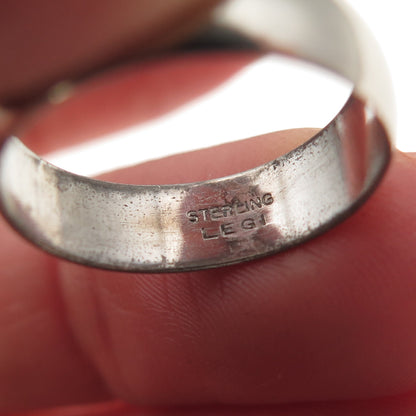 Legi 925 Sterling Silver Antique Art Deco Classic Wedding Band Ring Size 6