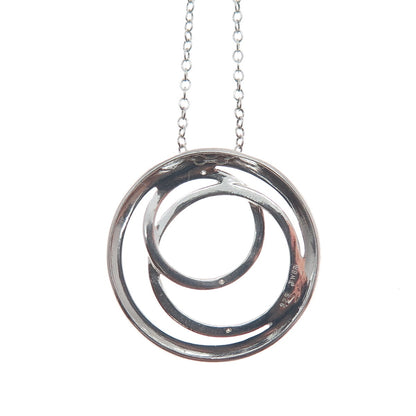 JANE SAYMOUR 925 Sterling Silver Diamond Circle of Life Cable Chain Necklace 18"