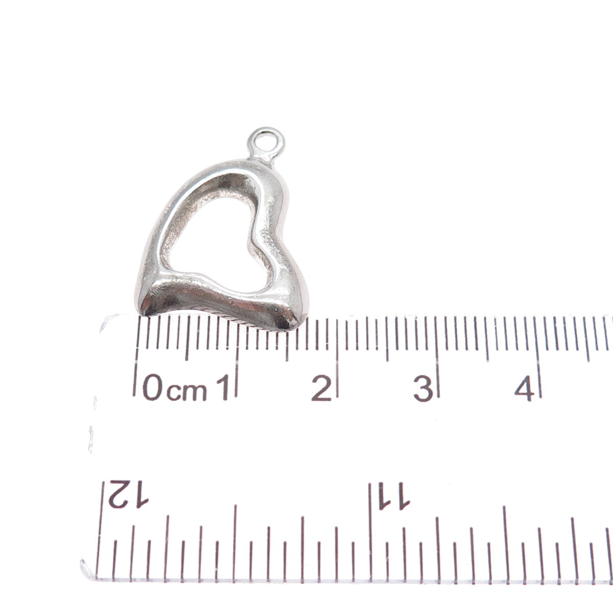 925 Sterling Silver Vintage Modernist Heart Minimalist Charm Pendant
