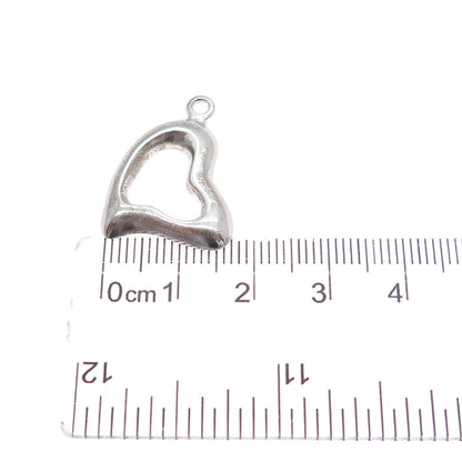 925 Sterling Silver Vintage Modernist Heart Minimalist Charm Pendant