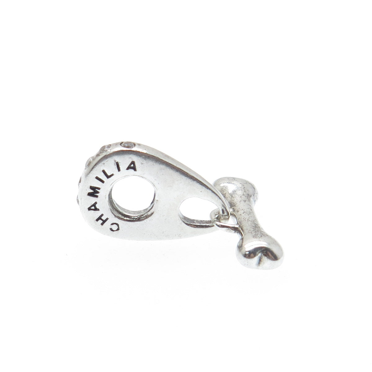 CHAMILIA 925 Sterling Silver C Z Dog Bone Dangle Charm