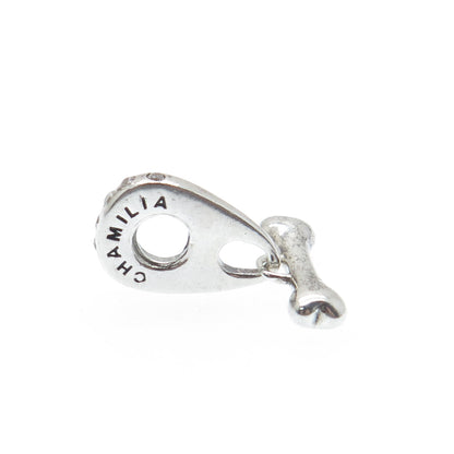CHAMILIA 925 Sterling Silver C Z Dog Bone Dangle Charm