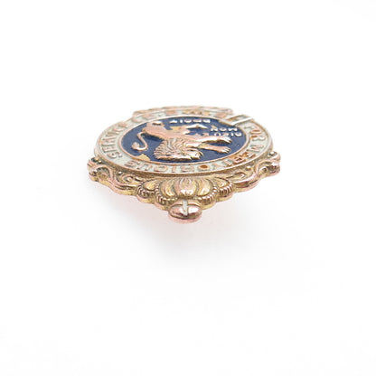 925 Sterling Gold Plated Antique WWII Enamel British War Relief Society Brooch