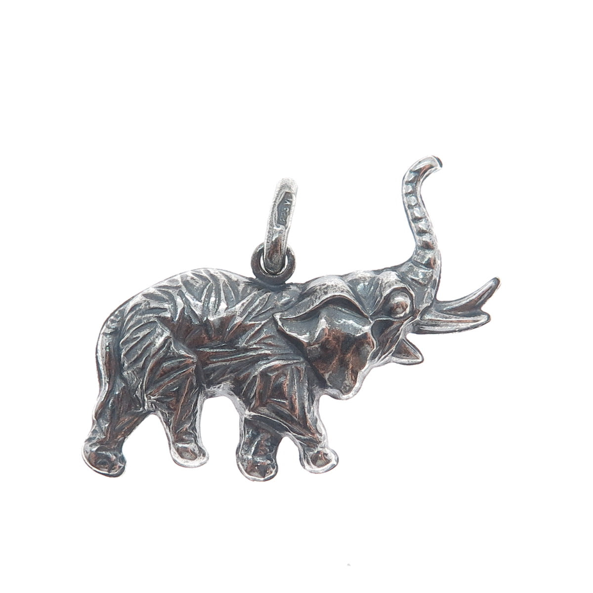 925 Sterling Silver Vintage Italy Elephant Oxidized Charm Pendant