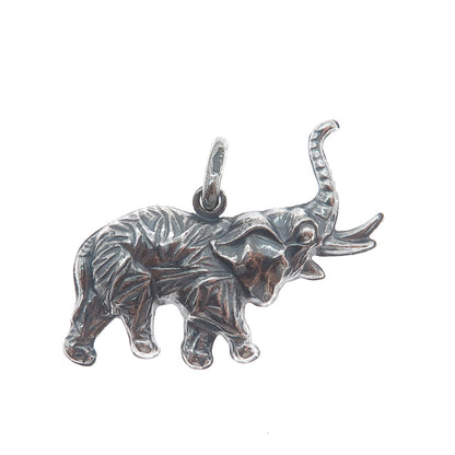925 Sterling Silver Vintage Italy Elephant Oxidized Charm Pendant