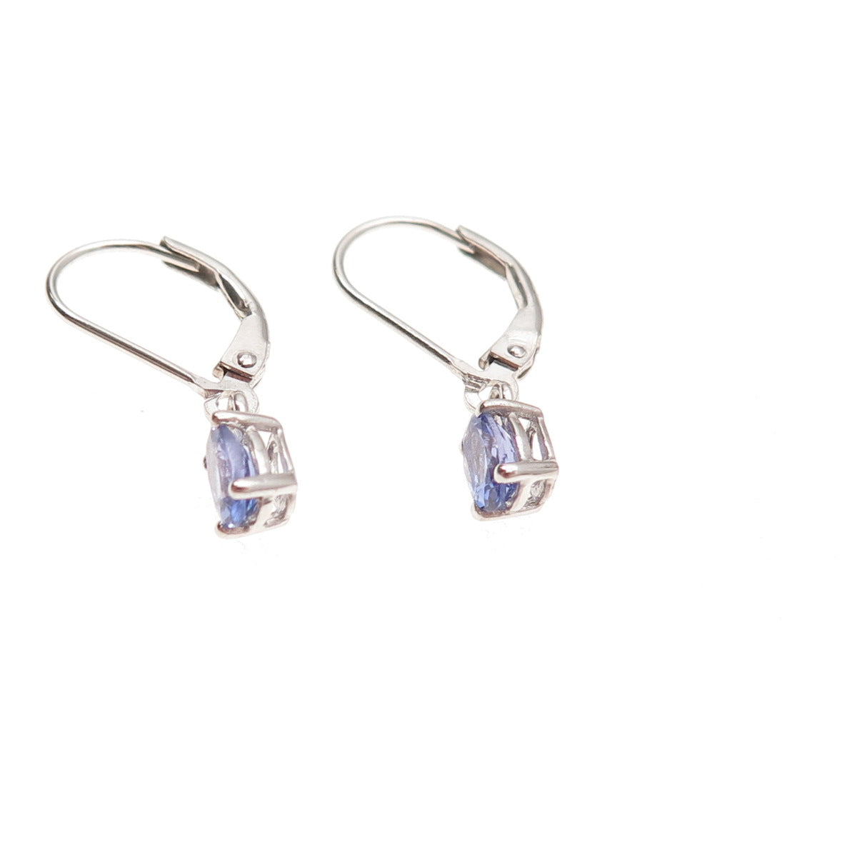 Chuck Clemency 925 Sterling Silver Real Oval-Cut Tanzanite Dangle Earrings