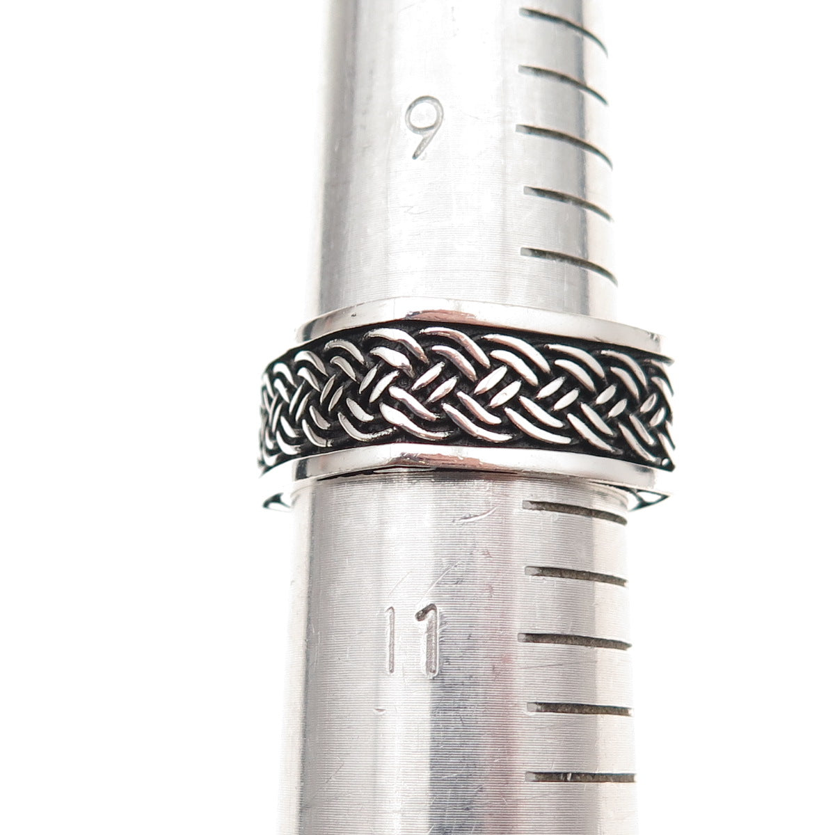 925 Sterling Silver Vintage Braided Oxidized Square Band Ring Size 10.5
