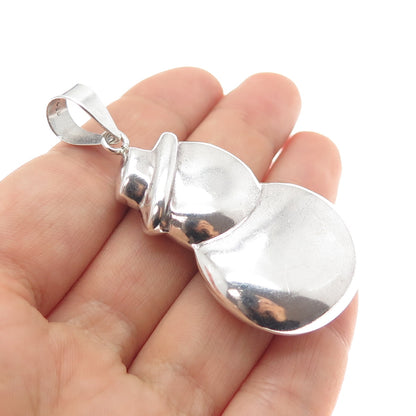 925 Sterling Silver Vintage Snowman Puffy Pendant