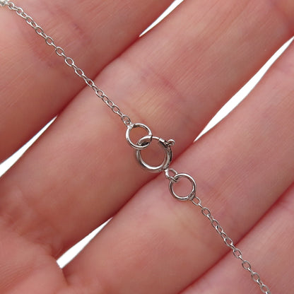 925 Sterling Silver Cushion-Cut Blue C Z Cable Chain Necklace 18"