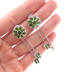 Chuck Clemency 925 Sterling Silver Enamel Real Peridot Butterfly Dangle Earrings